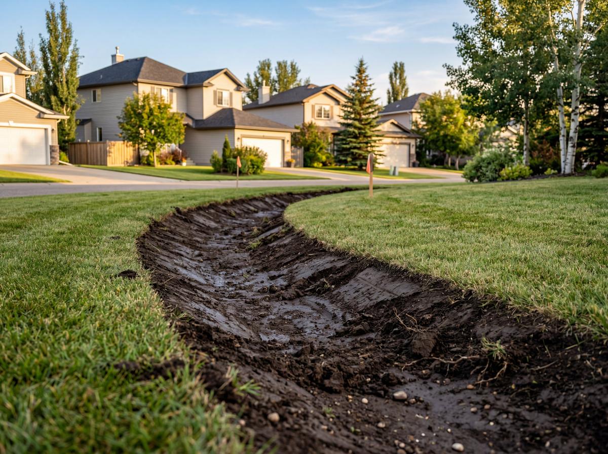 Tight-access yard excavation in a fenced Edmonton backyard